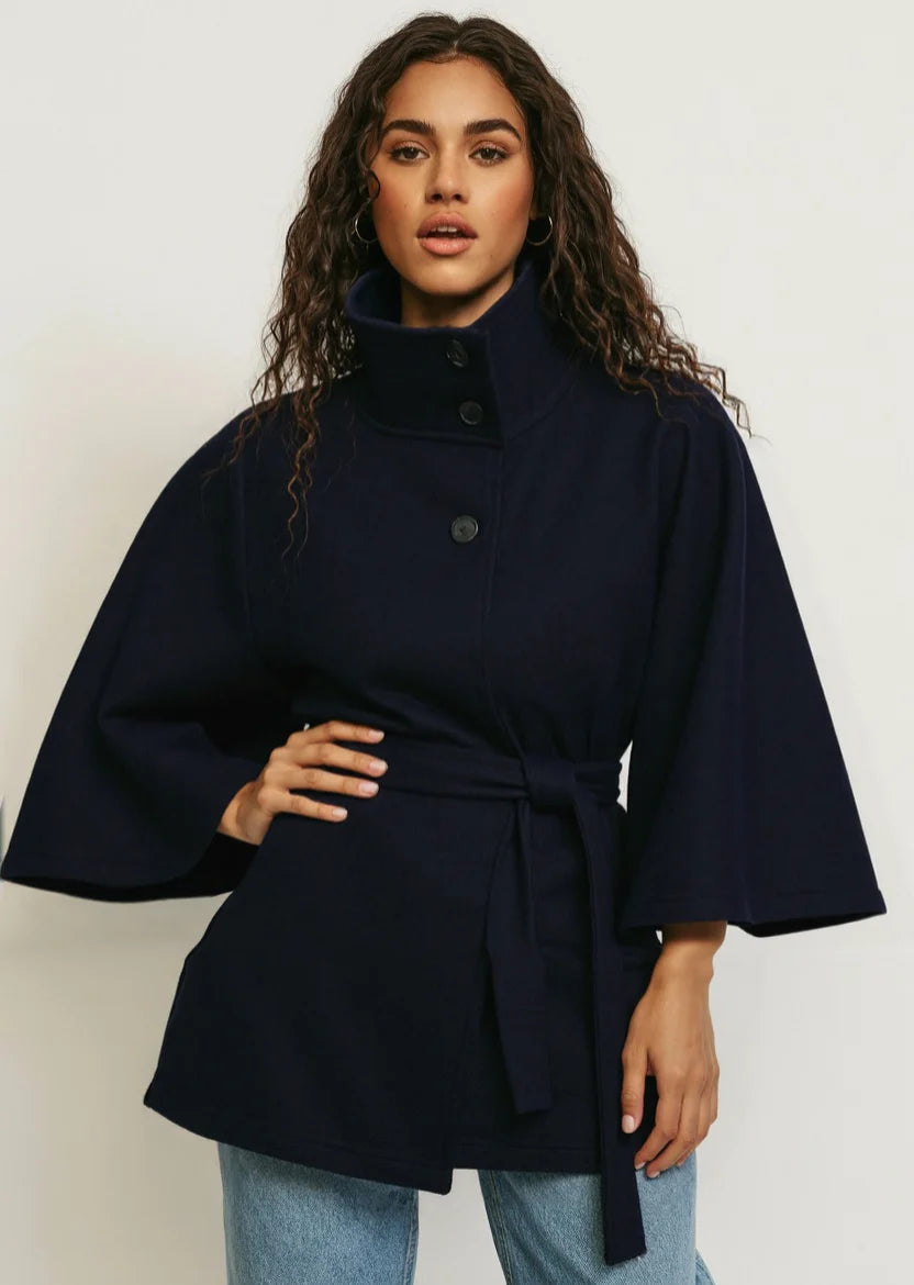 High Neck Batwing Coat