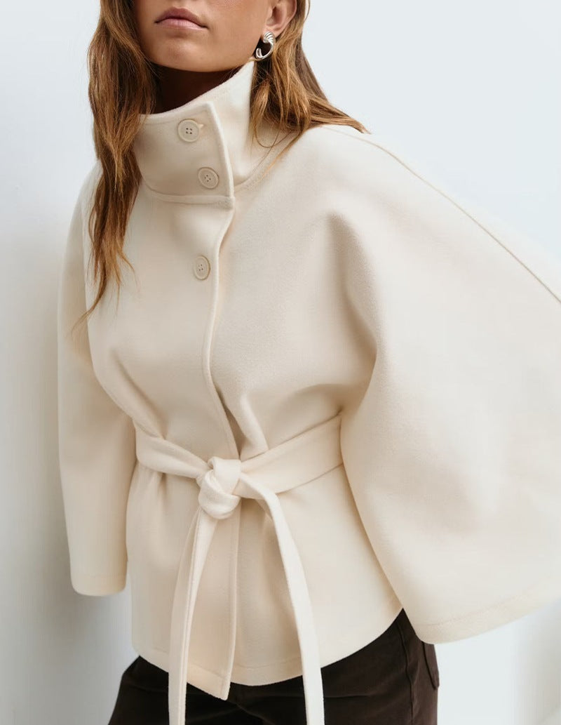 High Neck Batwing Coat