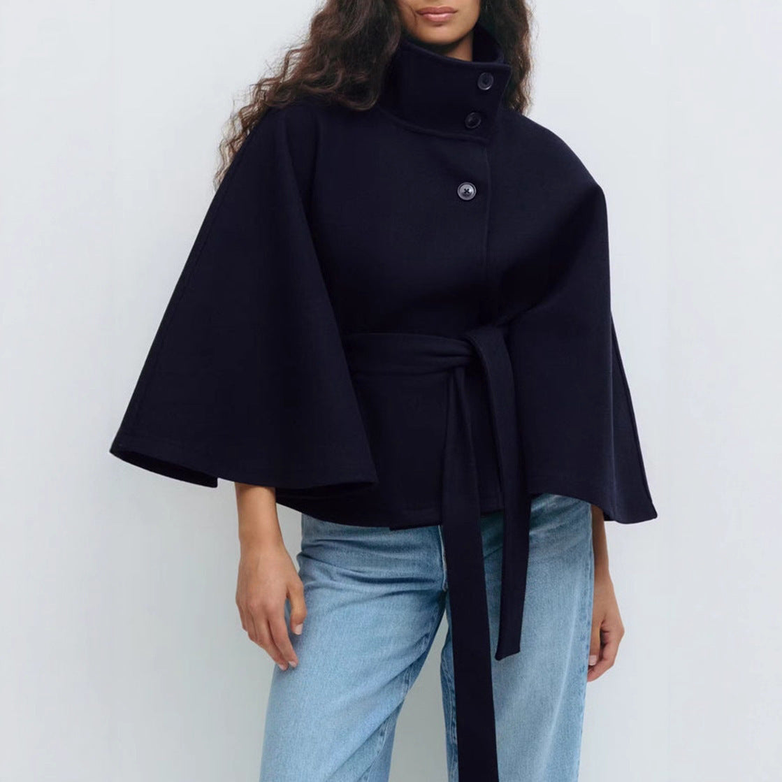 High Neck Batwing Coat