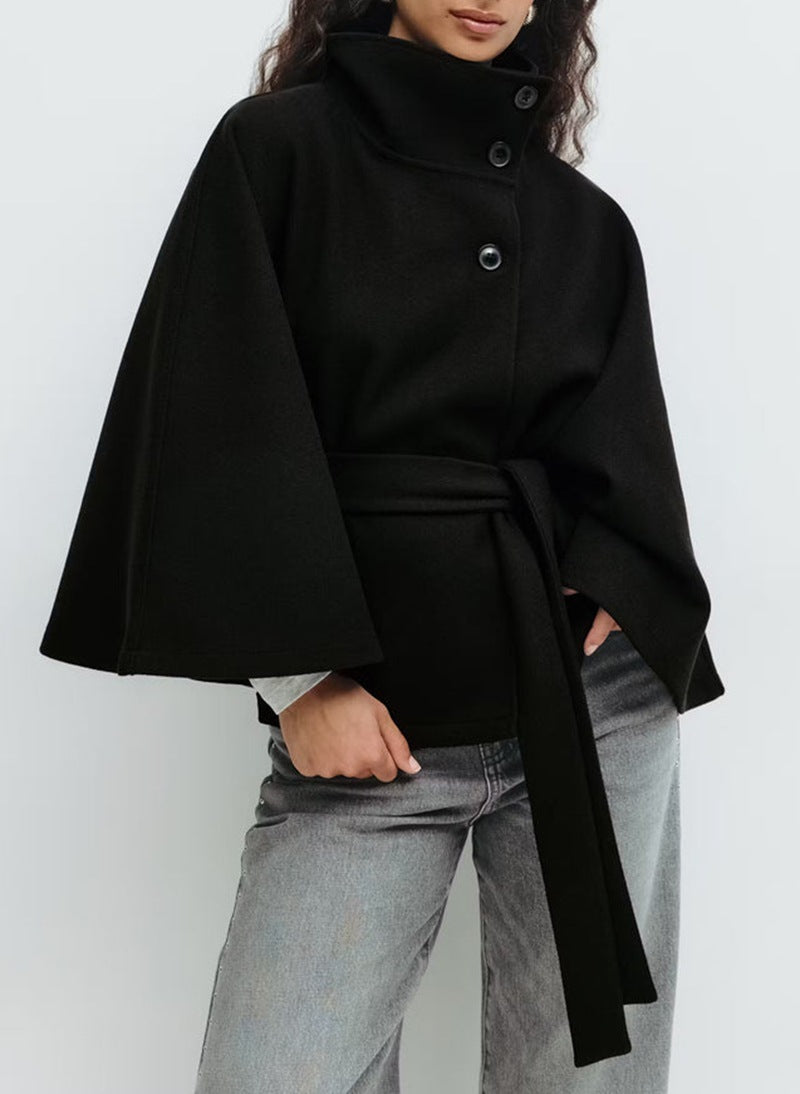 High Neck Batwing Coat