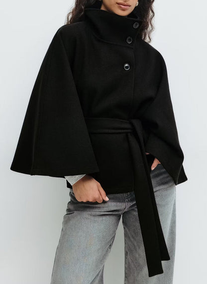 High Neck Batwing Coat