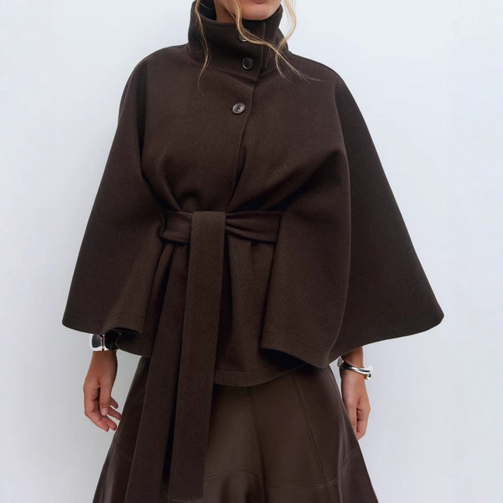 High Neck Batwing Coat