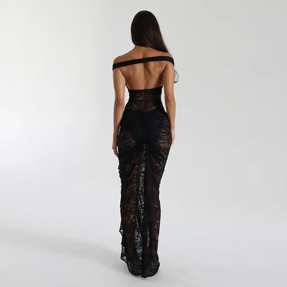 Sleeveless Backless Lace Dress