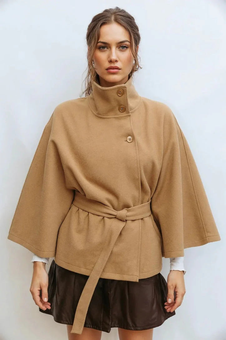 High Neck Batwing Coat