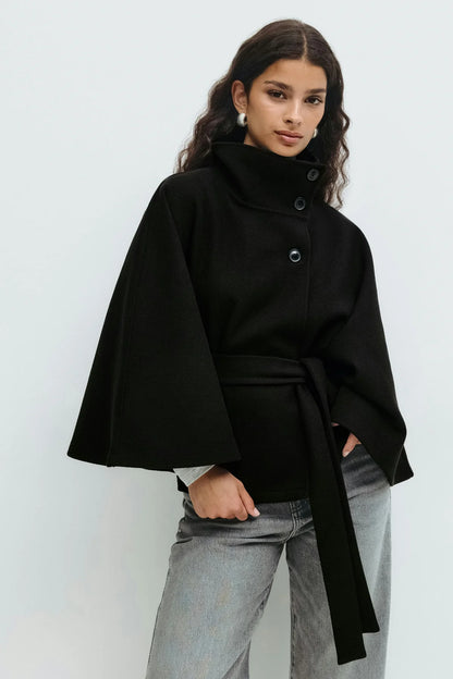 High Neck Batwing Coat