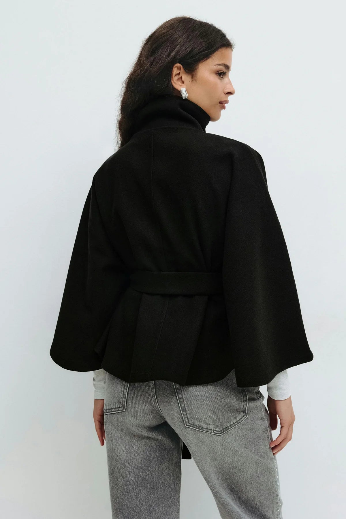 High Neck Batwing Coat