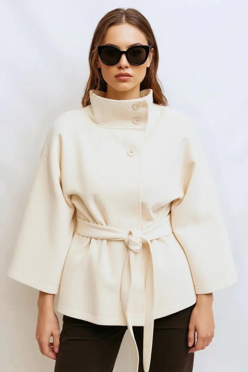 High Neck Batwing Coat