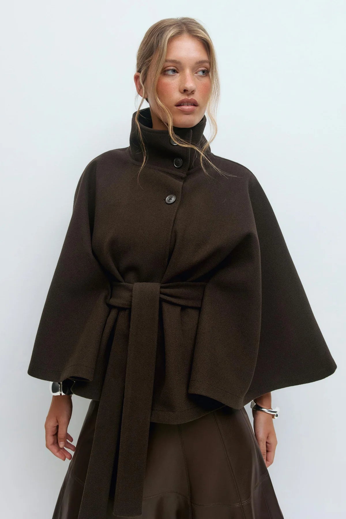 High Neck Batwing Coat